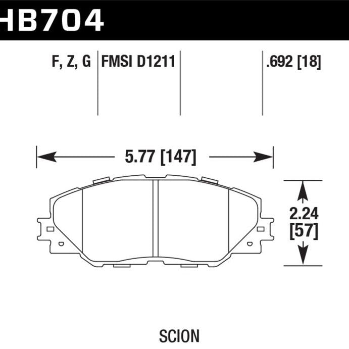 Hawk Performance KHB704B.692 - HAWKHB704B.692 - Hawk 06-16 Toyota RAV4 HPS 5.0 Front Brake Pads - Shipped in Europe - Tuningsupply.com