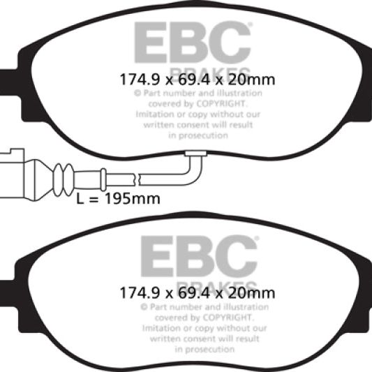 EBC DP42127R - EBCDP42127R - EBC 14-20 Audi S3 2.0 Turbo Yellowstuff Front Brake Pads - Shipped in Europe - Tuningsupply.com