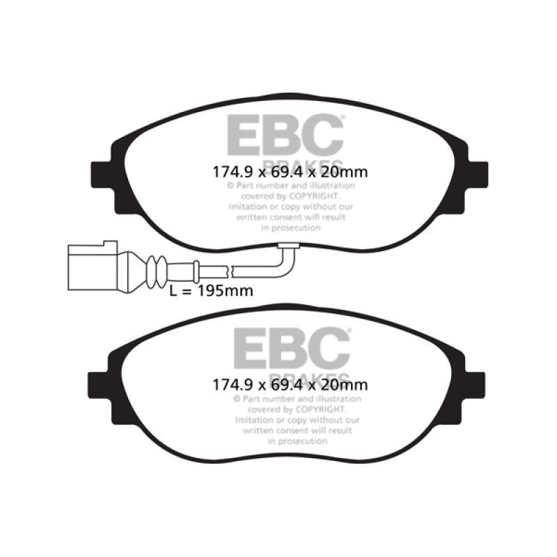 EBC DP52127NDX - EBCDP52127NDX - EBC 2015+ Volkswagen GTI/Golf R (Mk7) Bluestuff Front Brake Pads - Shipped in Europe - Tuningsupply.com