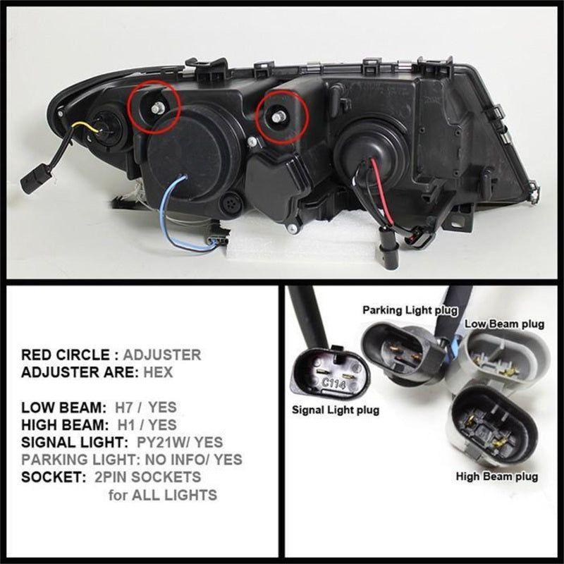 SPYDER 5042415 - SPY5042415 - Spyder BMW E46 3-Series 02-05 4DR Projector Headlights 1PC LED Halo Blk PRO-YD-BMWE4602-4D-AM-BK - Shipped in Europe - Tuningsupply.com
