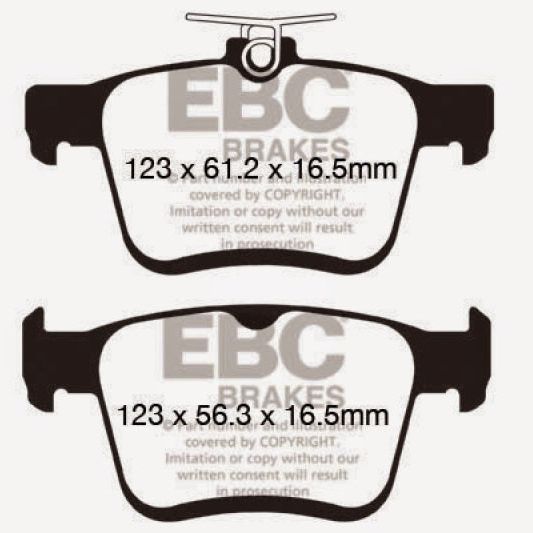 EBC DP22153 - EBCDP22153 - EBC 14+ Audi A3 1.8 Turbo (w/Electronic Parking Brake) Greenstuff Rear Brake Pads - Shipped in Europe - Tuningsupply.com
