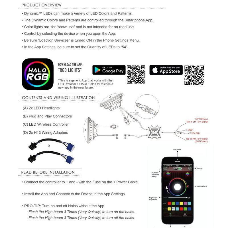 ORACLE Lighting 5769-332 - ORL5769-332 - Oracle 7in High Powered LED Headlights - Black Bezel - Dynamic - Dynamic - Shipped in Europe - Tuningsupply.com