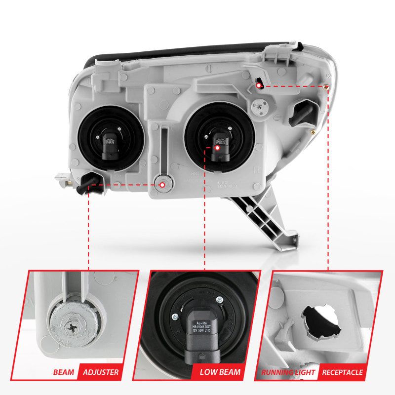 ANZO 111394 - ANZ111394 - ANZO 2003-2005 Toyota 4Runner Crystal Headlights Black - Shipped in Europe - Tuningsupply.com