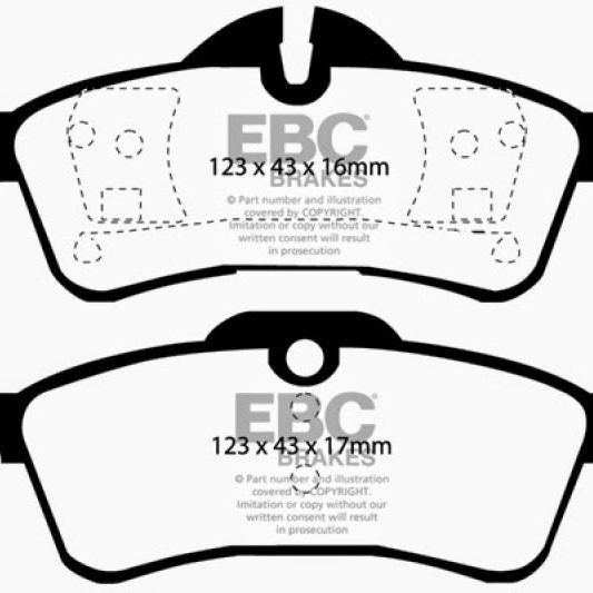 EBC DP21701 - EBCDP21701 - EBC 04-06 Mini Hardtop 1.6 Greenstuff Rear Brake Pads - Shipped in Europe - Tuningsupply.com