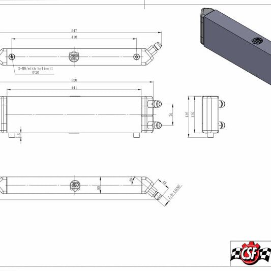 CSF 8066 - CSF8066 - CSF Universal Dual-Pass Internal/External Oil Cooler - 22.0in L x 5.0in H x 2.25in W - Shipped in Europe - Tuningsupply.com