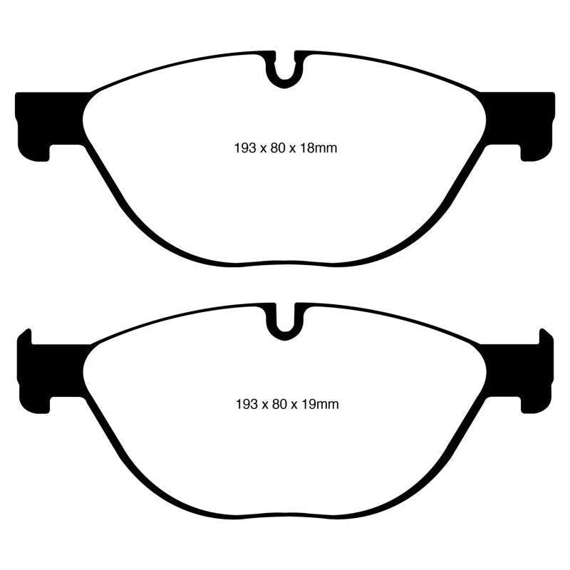 EBC DP42019R - EBCDP42019R - EBC 12-13 BMW 528 2.0 Turbo (F10) Performance Yellowstuff Front Brake Pads - Shipped in Europe - Tuningsupply.com