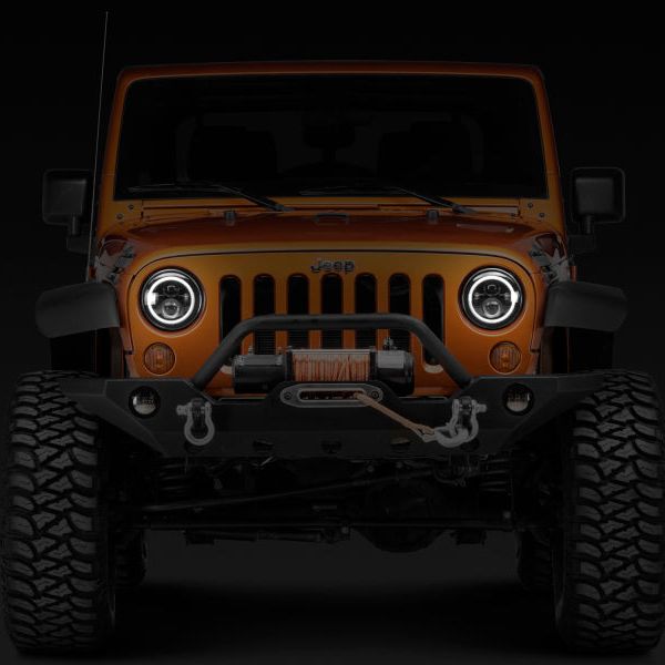 Raxiom J108037 - RAXJ108037 - Raxiom 97-18 Jeep Wrangler TJ/JK Axial Halo Headlights w/ DRL Amber Signals- Blk Hsng (Clear Lens) - Shipped in Europe - Tuningsupply.com
