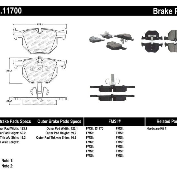 Stoptech 309.11700 - STO309.11700 - StopTech Performance 06 BMW 330 Series (Exc E90) / 07-09 335 Series Rear Brake Pads - Shipped in Europe - Tuningsupply.com
