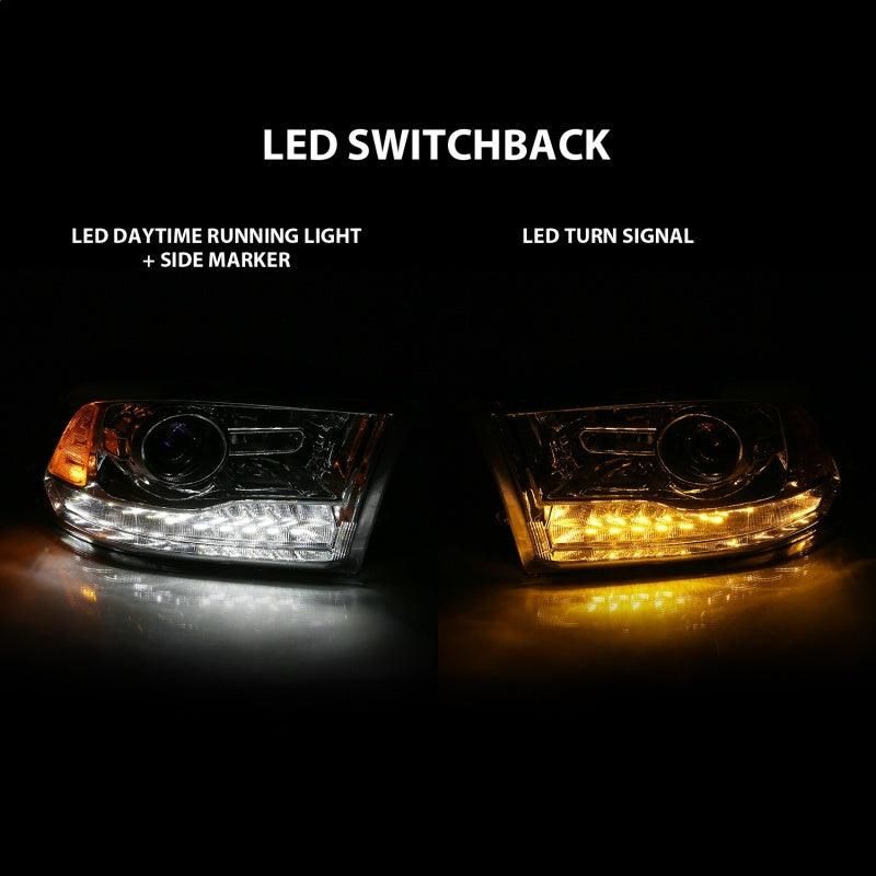 ANZO 111440 - ANZ111440 - ANZO 2009-2018 Dodge Ram 1500 Projector Plank Style Switchback H.L Halo Chrome Amber (OE Style) - Shipped in Europe - Tuningsupply.com