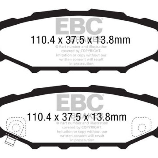 EBC UD1114 - EBCUD1114 - EBC 12+ Subaru BRZ 2.0 (solid rear rotors) Ultimax2 Rear Brake Pads - Shipped in Europe - Tuningsupply.com