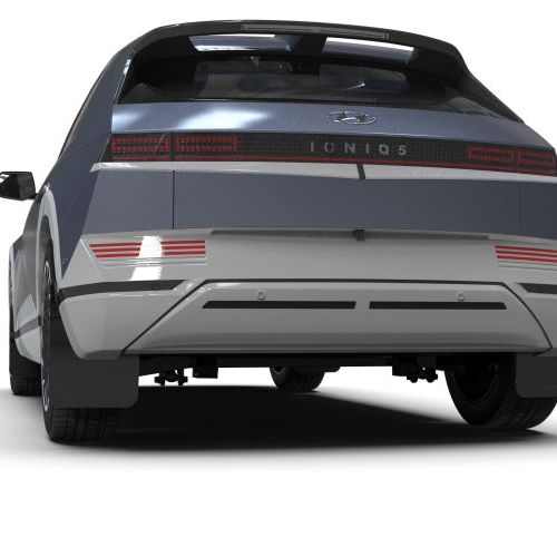 Rally Armor MF87-UR-BLK-SIL - RALMF87-UR-BLK-SIL - Rally Armor 22-24 Hyundai Ioniq 5 Black Mud Flap w/Silver Logo - Shipped in Europe - Tuningsupply.com