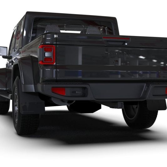 Rally Armor MF104-BLK-MBK - RALMF104-BLK-MBK - Rally Armor 19-25 Jeep JT Gladiator (Mojave/Rubicon) Black Mud Flap w/Metallic Black Logo - Shipped in Europe - Tuningsupply.com