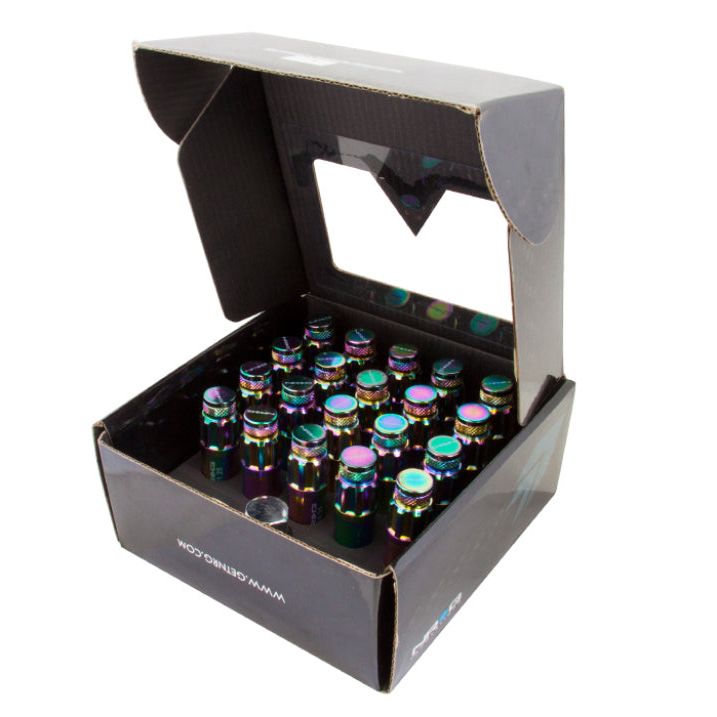 NRG LN-LS710MC-21 - NRGLN-LS710MC-21 - NRG 700 Series M12 X 1.25 Steel Lug Nut w/Dust Cap Cover Set 21 Pc w/Locks & Lock Socket - Neochrome - Shipped in Europe - Tuningsupply.com
