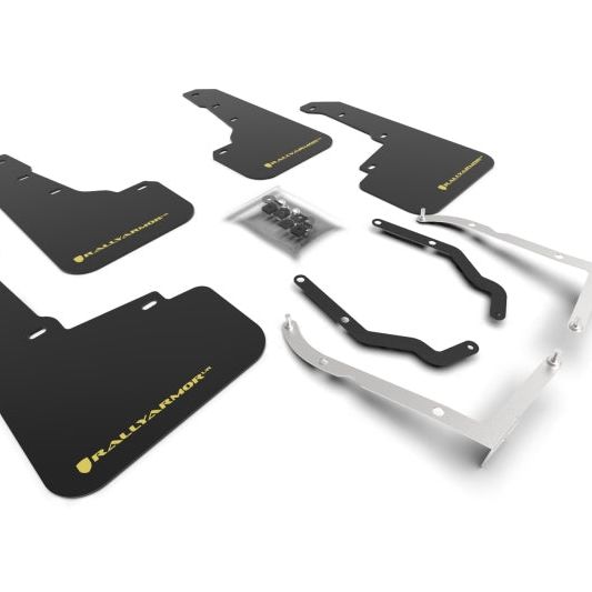 Rally Armor MF46-LTUR-BLK/PYP - RALMF46-LTUR-BLK/PYP - Rally Armor 18-23 Subaru Crosstrek Black UR Mud Flap w/Yellow Pearl Logo - Shipped in Europe - Tuningsupply.com