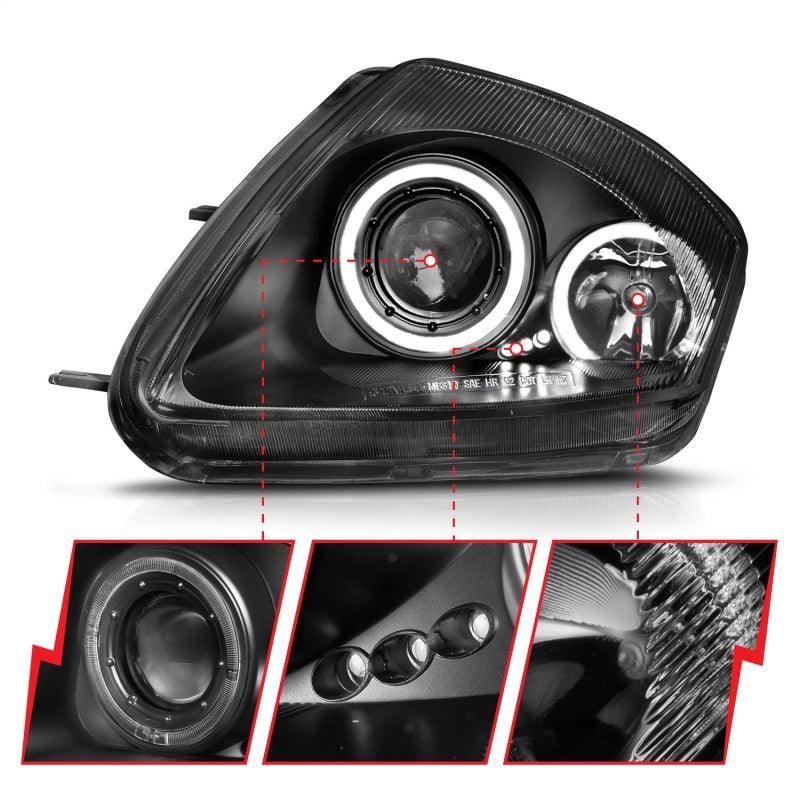 ANZO 121332 - ANZ121332 - ANZO 2000-2005 Mitsubishi Eclipse Projector Headlights w/ Halo Black - Shipped in Europe - Tuningsupply.com
