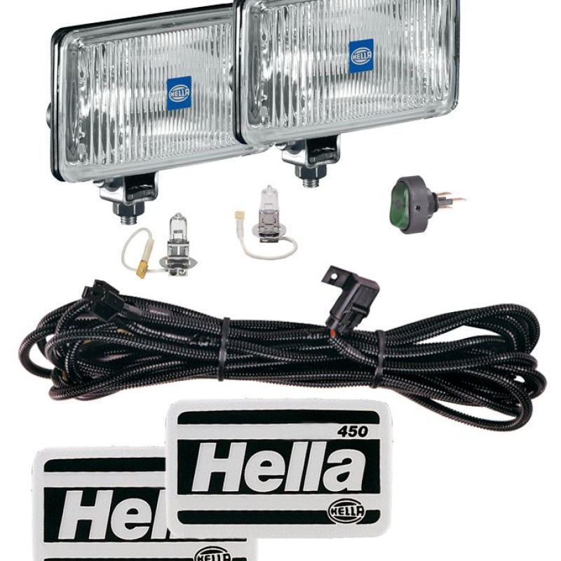 Hella LA005860601 - HELLA005860601 - Hella 450 H3 12V SAE/ECE Fog Lamp Kit Clear - Rectangle (Includes 2 Lamps) - Shipped in Europe - Tuningsupply.com