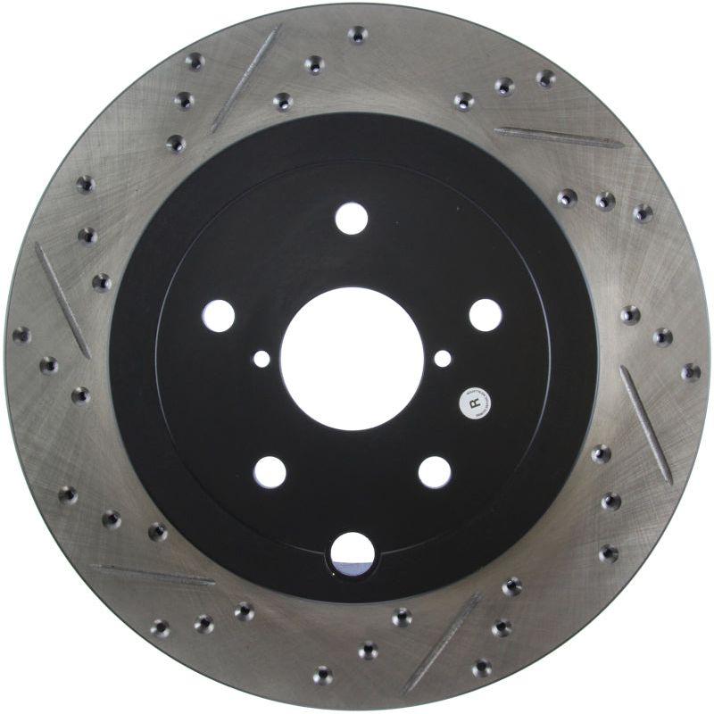 Stoptech 127.47030R - STO127.47030R - StopTech 08+ Subaru STI (Will Not Fit 05-07) Slotted & Drilled Sport Brake Rotor - Shipped in Europe - Tuningsupply.com