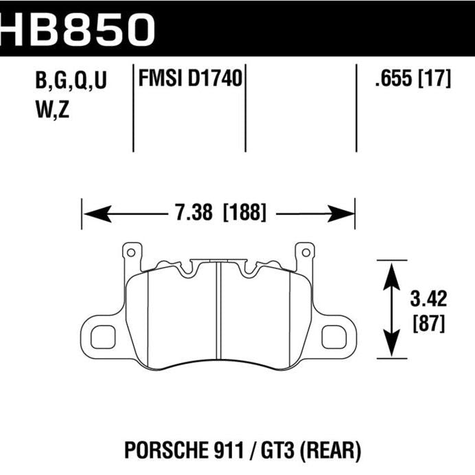 Hawk Performance KHB850Z.655 - HAWKHB850Z.655 - Hawk Audi 14-19 Porsche 911 / 2016 Cayman / 17-19 Panamera PC Rear Brake Pads w/ Carbon Ceramics - Shipped in Europe - Tuningsupply.com