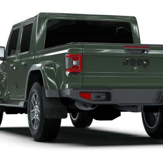 Rally Armor MF104-BLK-GRY - RALMF104-BLK-GRY - Rally Armor 19-25 Jeep JT Gladiator (Mojave/Rubicon) Black Mud Flap w/Grey Logo - Shipped in Europe - Tuningsupply.com