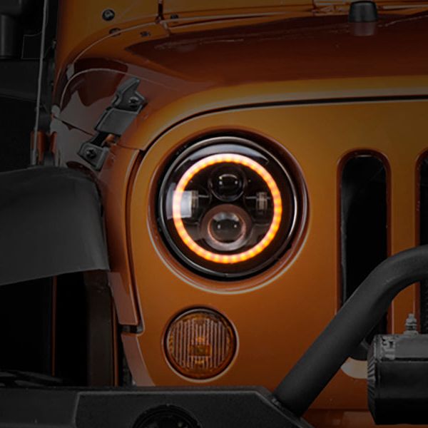 Raxiom J108037 - RAXJ108037 - Raxiom 97-18 Jeep Wrangler TJ/JK Axial Halo Headlights w/ DRL Amber Signals- Blk Hsng (Clear Lens) - Shipped in Europe - Tuningsupply.com