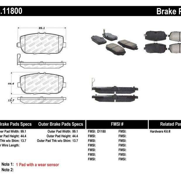 Stoptech 309.11800 - STO309.11800 - StopTech OE Fit Rear Sport Brake Pads - Shipped in Europe - Tuningsupply.com
