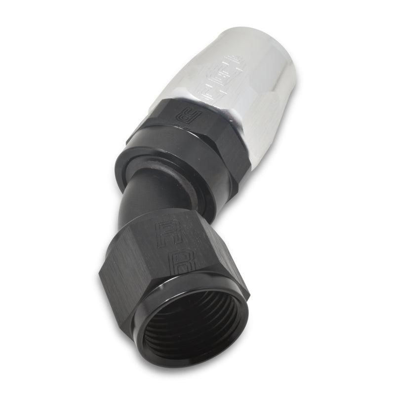 Russell 610093 - RUS610093 - Russell Performance -6 AN Black/Silver 45 Degree Full Flow Hose End - Shipped in Europe - Tuningsupply.com