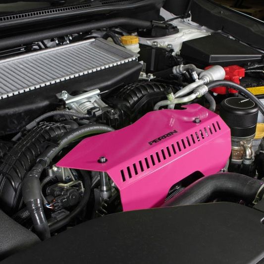 Perrin Performance PSP-ENG-153HP - PERPSP-ENG-153HP - PERRIN 22-25 Subaru WRX Pulley Cover - Hyper Pink (TALL - For Use w/o PERRIN AOS) - Shipped in Europe - Tuningsupply.com