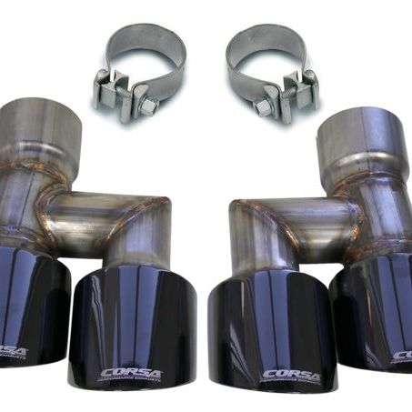 CORSA Performance 21038BLK - COR21038BLK - Corsa 2018-2023 Ford Mustang Eco 2.3L Twin 4in Black PVD Pro-Series Tip Kit (Clamps Included) - Shipped in Europe - Tuningsupply.com