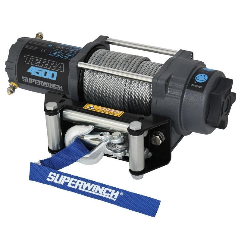 Superwinch 1145260 - SUW1145260 - Superwinch 4500 LBS 12V DC 15/64in x 50ft Steel Rope Terra 4500 Winch - Gray Wrinkle - Shipped in Europe - Tuningsupply.com
