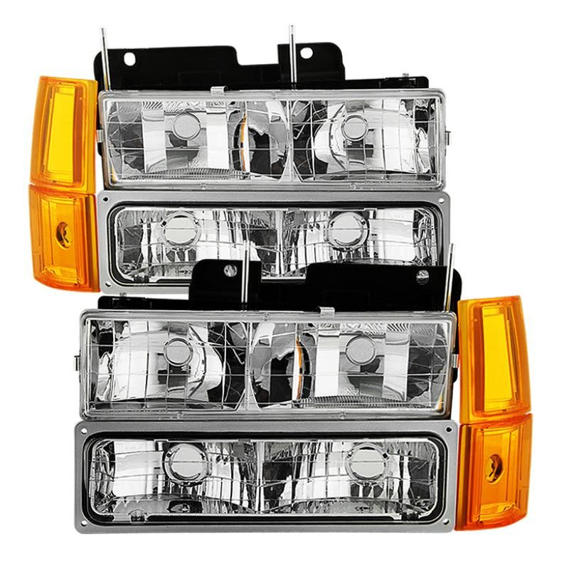 SPYDER 9034435 - SPY9034435 - xTune GMC Yukon 94-99 Headlights w/ Corner & Parking Lights 8pcs Sets -Chrome HD-JH-GCK94-AM-C-SET - Shipped in Europe - Tuningsupply.com