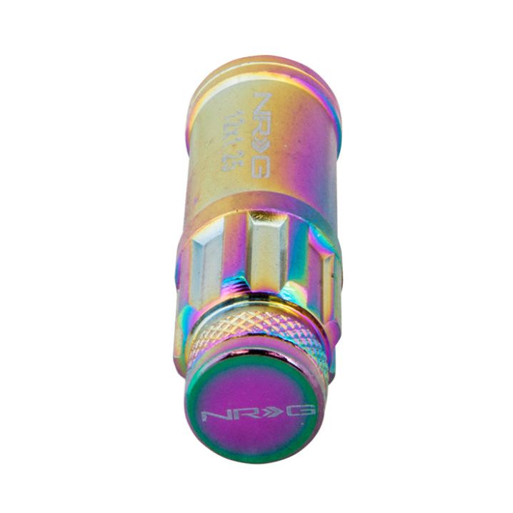 NRG LN-LS700MC-21 - NRGLN-LS700MC-21 - NRG 700 Series M12 X 1.5 Steel Lug Nut w/Dust Cap Cover Set 21 Pc w/Locks & Lock Socket - Neochrome - Shipped in Europe - Tuningsupply.com