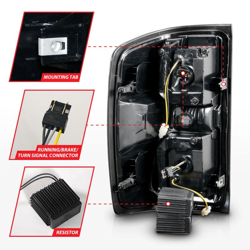 ANZO 311451 - ANZ311451 - ANZO 15-19 Chevrolet Silverado 2500 HD/3500 HD LED Taillight w/ Sequential Black Housing/Smoke Lens - Shipped in Europe - Tuningsupply.com