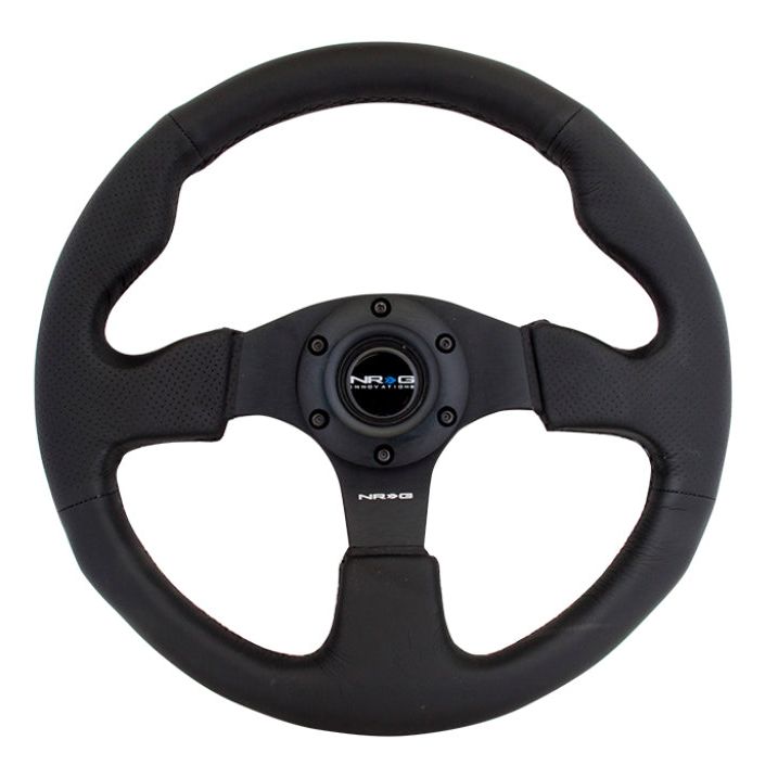 NRG RST-012R - NRGRST-012R - NRG Reinforced Steering Wheel (320mm) Black Leather w/Black Stitching - Shipped in Europe - Tuningsupply.com