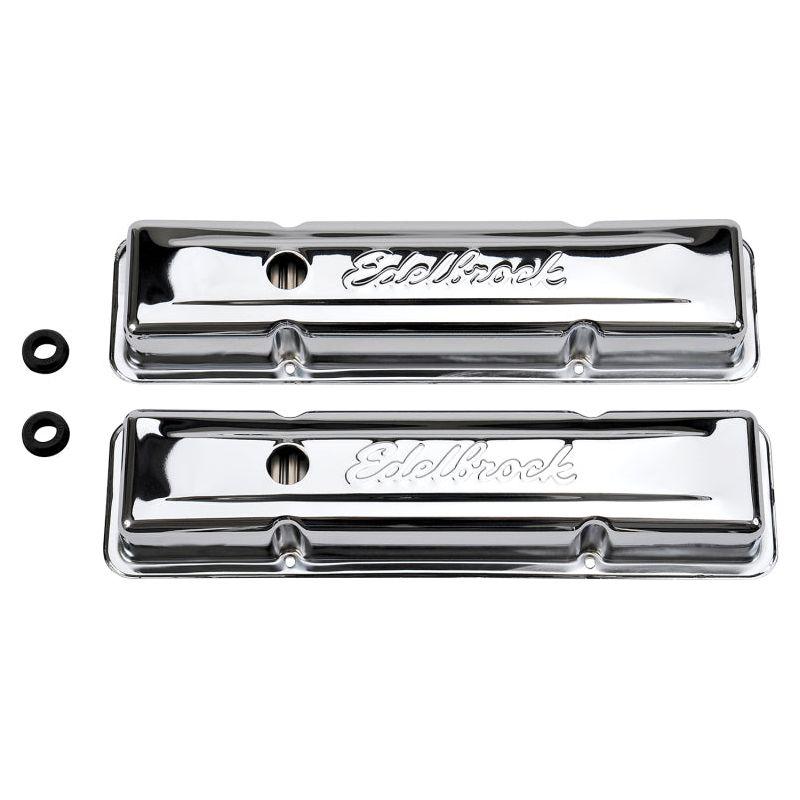 Edelbrock 4449 - EDE4449 - Edelbrock Valve Cover Signature Series Chevrolet 1959-1986 262-400 CI V8 Low Chrome - Shipped in Europe - Tuningsupply.com