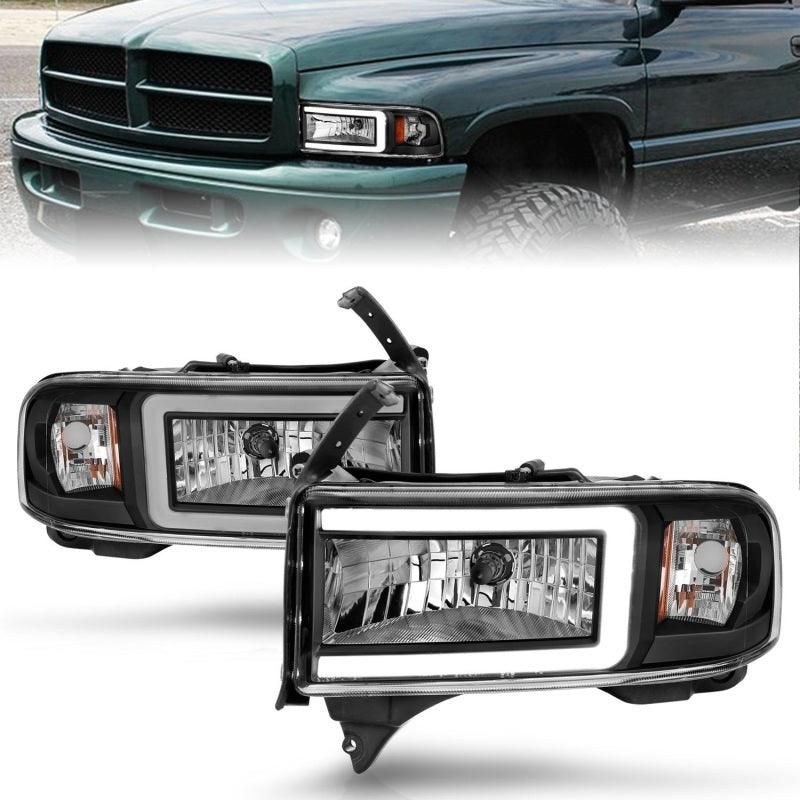 ANZO 111554 - ANZ111554 - ANZO 94-02 Dodge RAM Crystal Headlight - w/ Light Bar Black Housing - Shipped in Europe - Tuningsupply.com