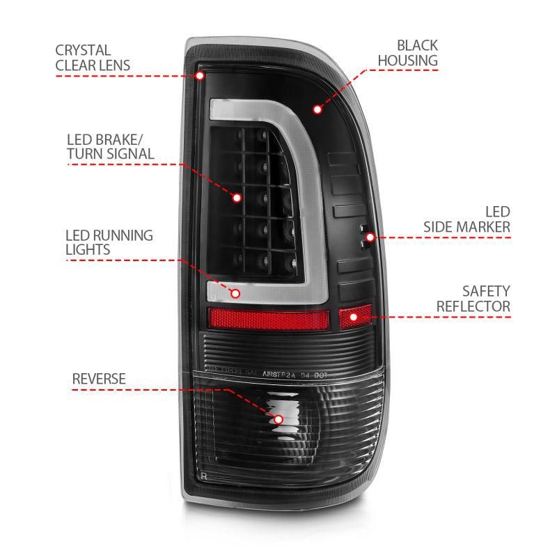 ANZO 311377 - ANZ311377 - ANZO 1997-2003 Ford F-150 LED Tail Lights w/ Light Bar Black Housing Clear Lens - Shipped in Europe - Tuningsupply.com