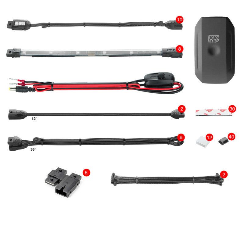 XKGLOW KS-MOTO-ADVANCE - XKGKS-MOTO-ADVANCE - XK Glow Strip Million Color XKCHROME Smartphone App ATV/Motorcycle LED Light Kit 10XPod + 8X10In - Shipped in Europe - Tuningsupply.com