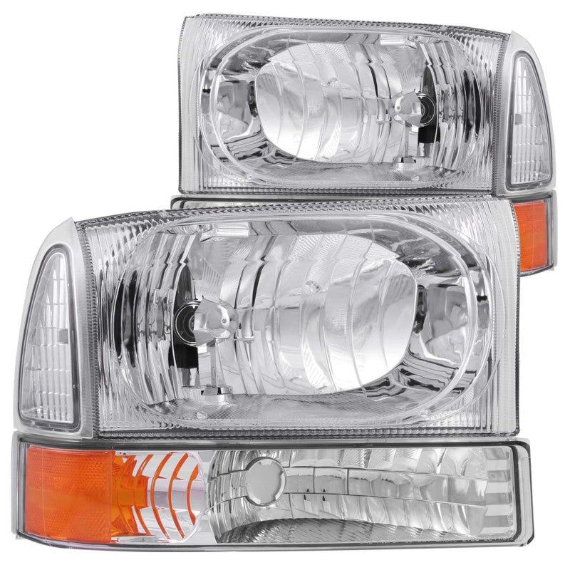 ANZO 111081 - ANZ111081 - ANZO 2000-2004 Ford Excursion Crystal Headlights Chrome w/ Corner Lights 2pc - Shipped in Europe - Tuningsupply.com