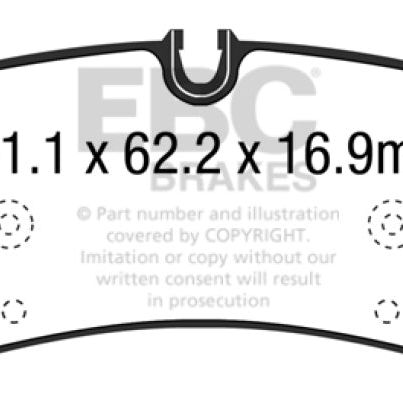 EBC DP42204R - EBCDP42204R - EBC 14+ Porsche Macan (Cast Iron Rotors only) 3.6 Twin Turbo Yellowstuff Rear Brake Pads - Shipped in Europe - Tuningsupply.com