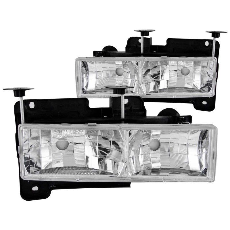 ANZO 111136 - ANZ111136 - ANZO 1988-1998 Chevrolet C1500 Crystal Headlights Chrome w/o Bulbs - Shipped in Europe - Tuningsupply.com