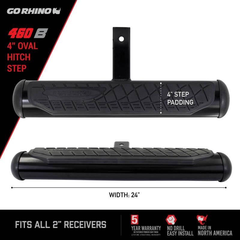 Go Rhino 460B - GOR460B - Go Rhino 4in Oval Hitch Step - Black - Shipped in Europe - Tuningsupply.com