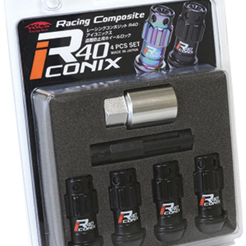 Project Kics WYIF43KK - PJKWYIF43KK - Project Kics 12X1.25 R40 Iconix Black Lug Nut Lock Set - 4 - Shipped in Europe - Tuningsupply.com