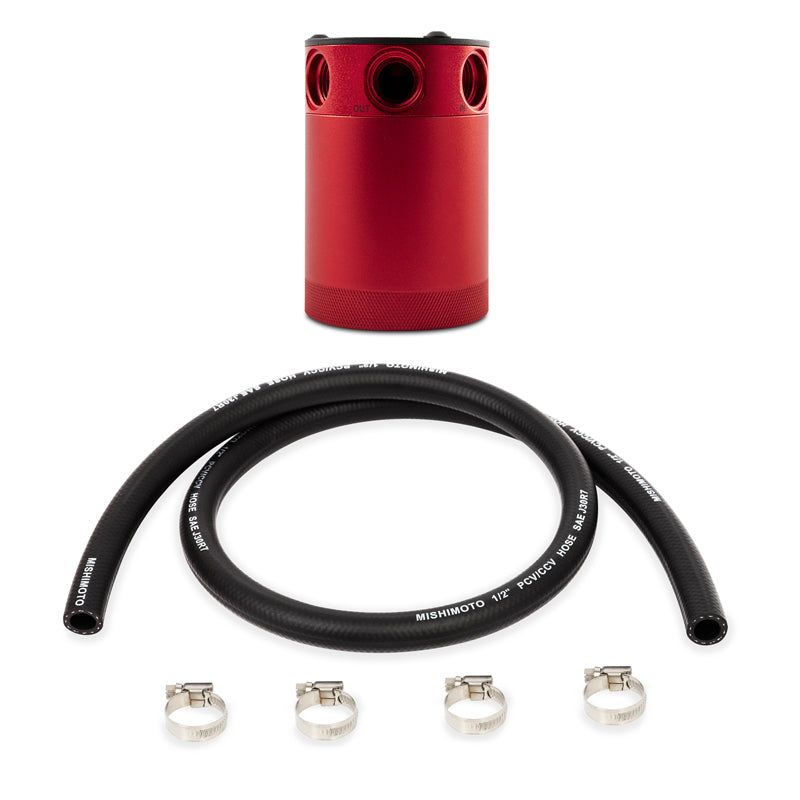 Mishimoto MMBCC-CBTHR-RD - MISMMBCC-CBTHR-RD - Mishimoto Compact Baffled Oil Catch Can 3-Port - Red - Shipped in Europe - Tuningsupply.com