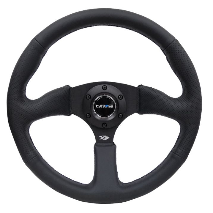 NRG RST-023MB-R - NRGRST-023MB-R - NRG Reinforced Steering Wheel (350mm / 2.5in. Deep) Blk Leather Comfort Grip w/5mm Matte Blk Spokes - Shipped in Europe - Tuningsupply.com