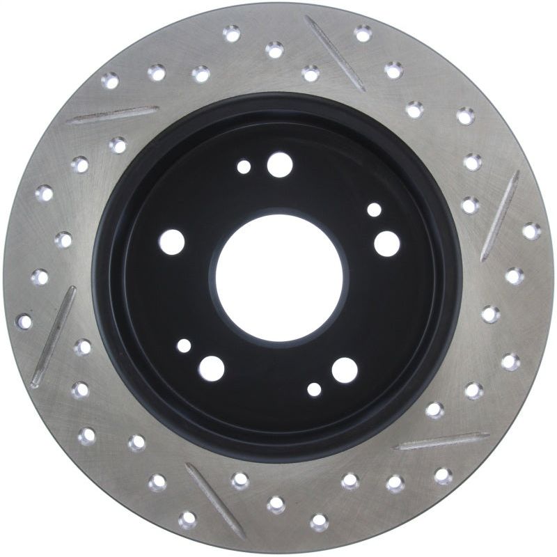 Stoptech 127.40040R - STO127.40040R - StopTech 06-09 Honda Civic Ex/Si Slotted & Drilled Right Rear Rotor - Shipped in Europe - Tuningsupply.com
