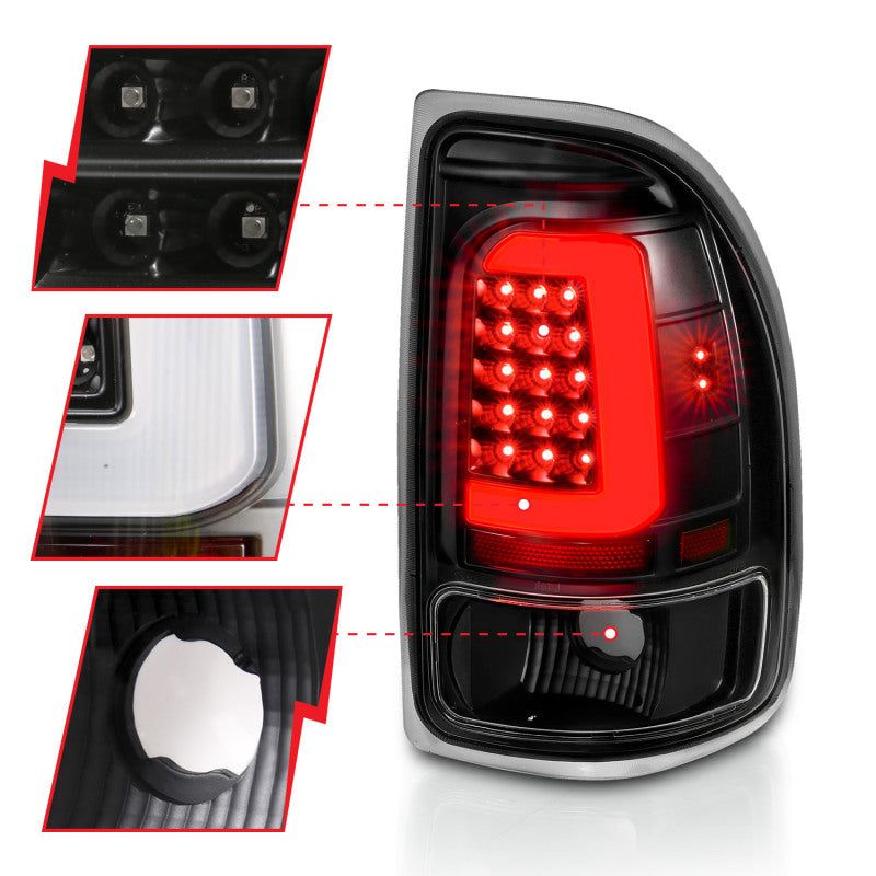 ANZO 311347 - ANZ311347 - ANZO 1997-2004 Dodge Dakota LED Taillights Black Housing Clear Lens Pair - Shipped in Europe - Tuningsupply.com