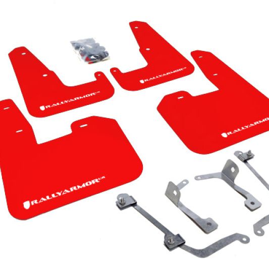 Rally Armor MF15-UR-RD/WH - RALMF15-UR-RD/WH - Rally Armor 08-11 Subaru STI (Hatch Only) / 11-14 WRX (Hatch Only) Red UR Mud Flap w/White Logo - Shipped in Europe - Tuningsupply.com