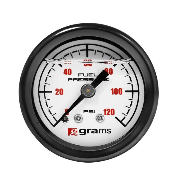 Grams Performance G2-99-1200W - GRPG2-99-1200W - Grams Performance Universal 0-120 PSI Fuel Pressure Gauge - White Face - Shipped in Europe - Tuningsupply.com