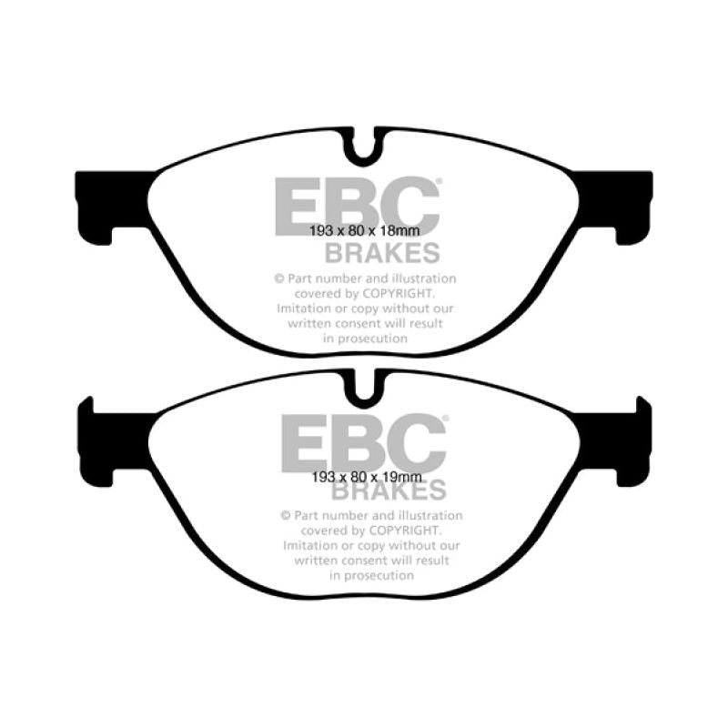 EBC DP42019R - EBCDP42019R - EBC 12-13 BMW 528 2.0 Turbo (F10) Performance Yellowstuff Front Brake Pads - Shipped in Europe - Tuningsupply.com