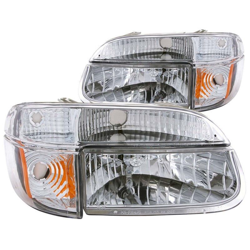 ANZO 111040 - ANZ111040 - ANZO 1995-2001 Ford Explorer Crystal Headlights Chrome w/ Corner Lights 2pc - Shipped in Europe - Tuningsupply.com